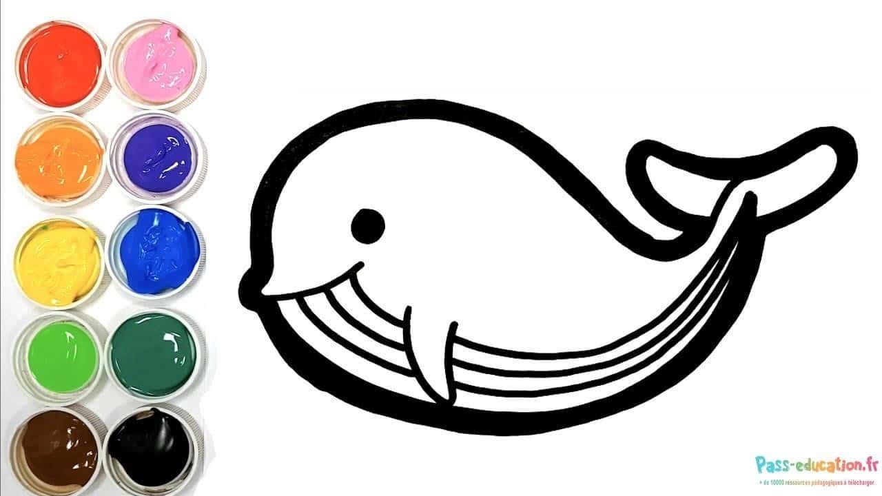 Coloriage Baleine souriante à imprimer et colorier