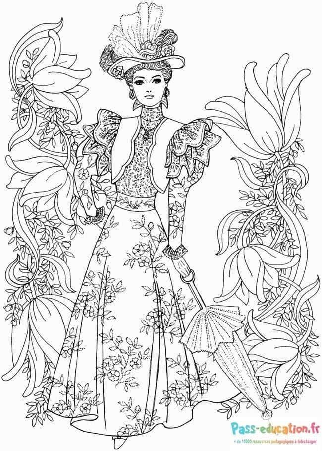 Coloriage Dame élégante à imprimer et colorier