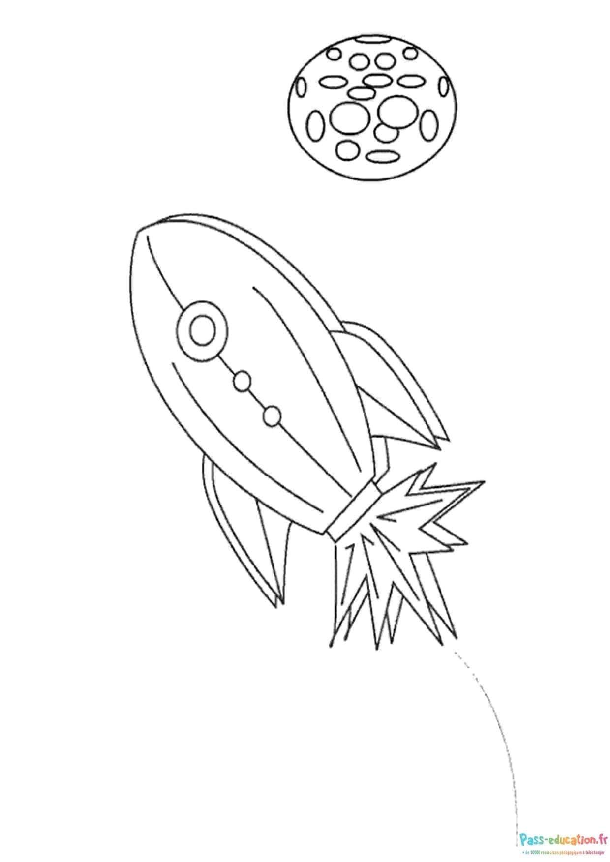 Coloriage Fusée spatiale à imprimer et colorier