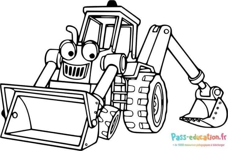 Coloriage Tractopelle souriante à imprimer et colorier