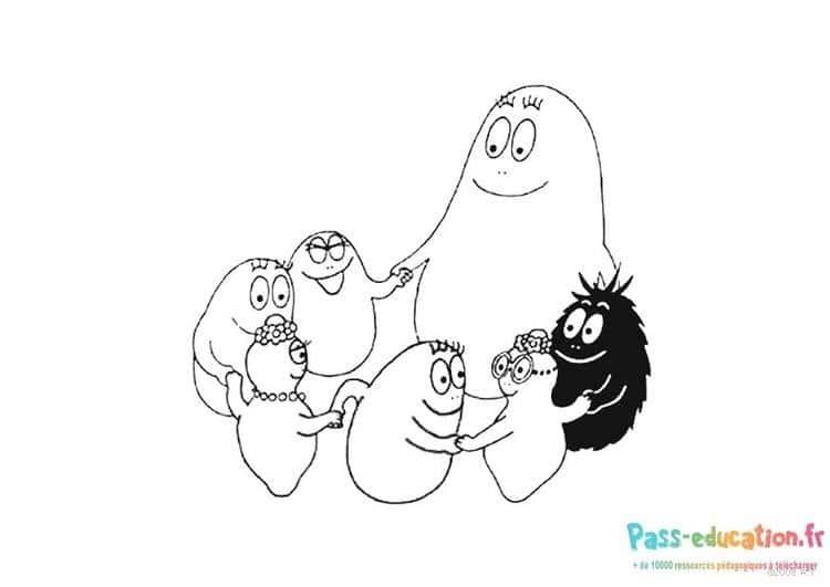 Coloriage Famille Barbapapa à imprimer et colorier