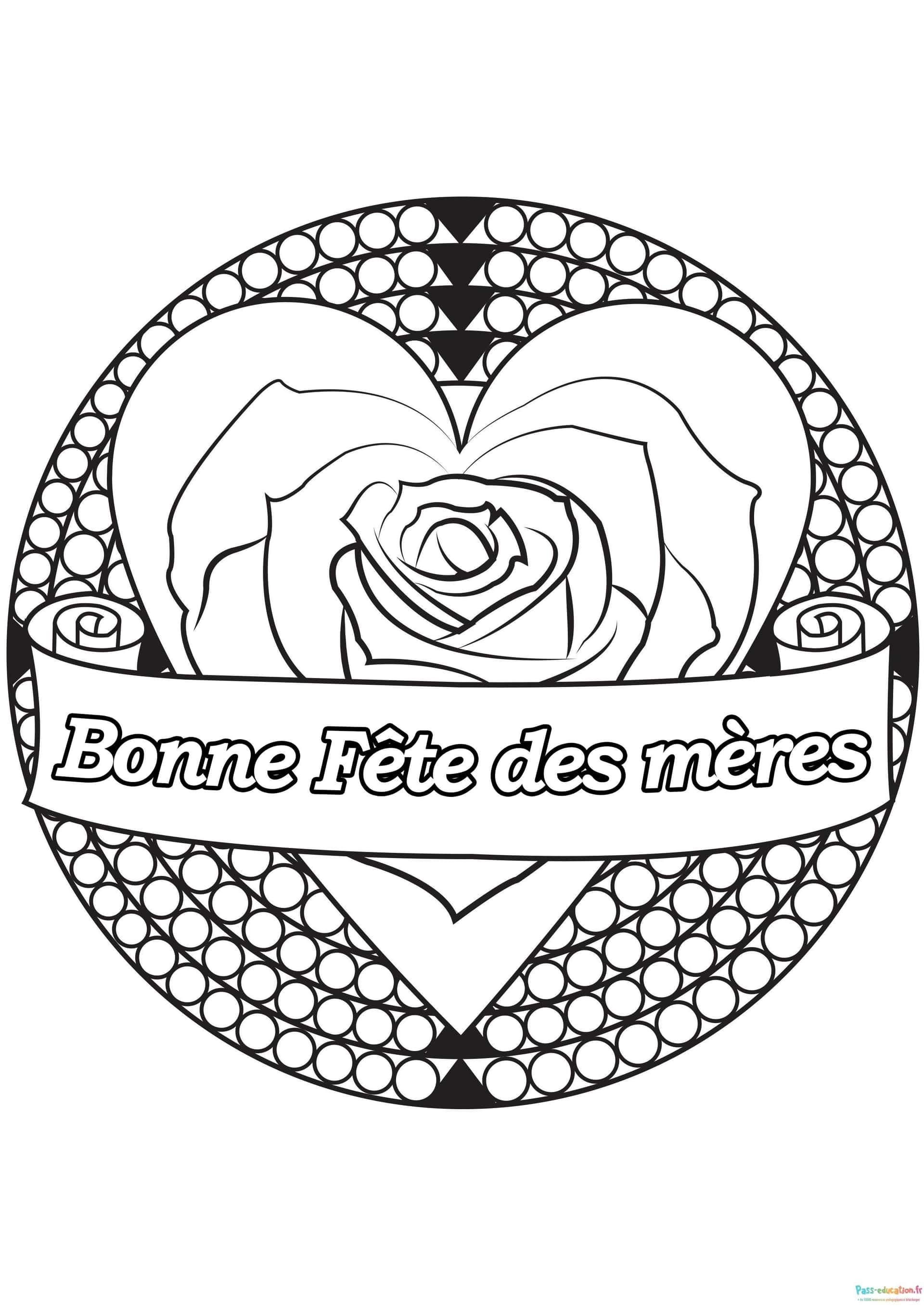 Coloriage Fête des Mères Mandala à imprimer et colorier