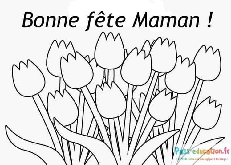 Coloriage Fête des Mères Tulipes à imprimer et colorier
