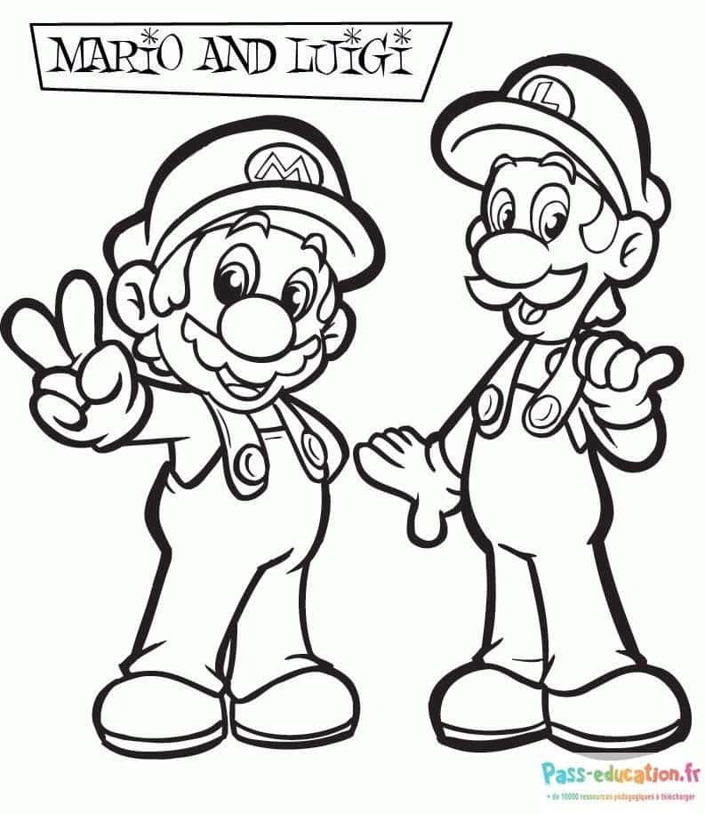 Coloriage Mario et Luigi à imprimer et colorier