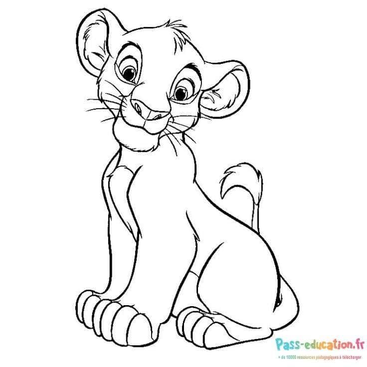 Coloriage Lionceau souriant à imprimer et colorier