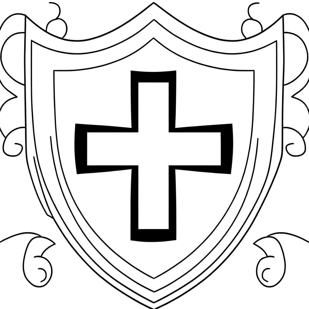 Coloriage Bouclier avec croix à imprimer et colorier