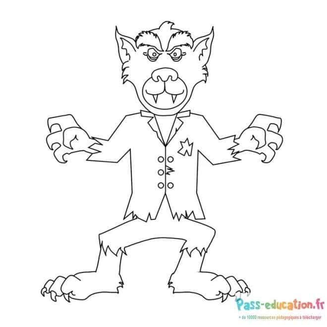 Coloriage Loup Garou élégant à imprimer et colorier