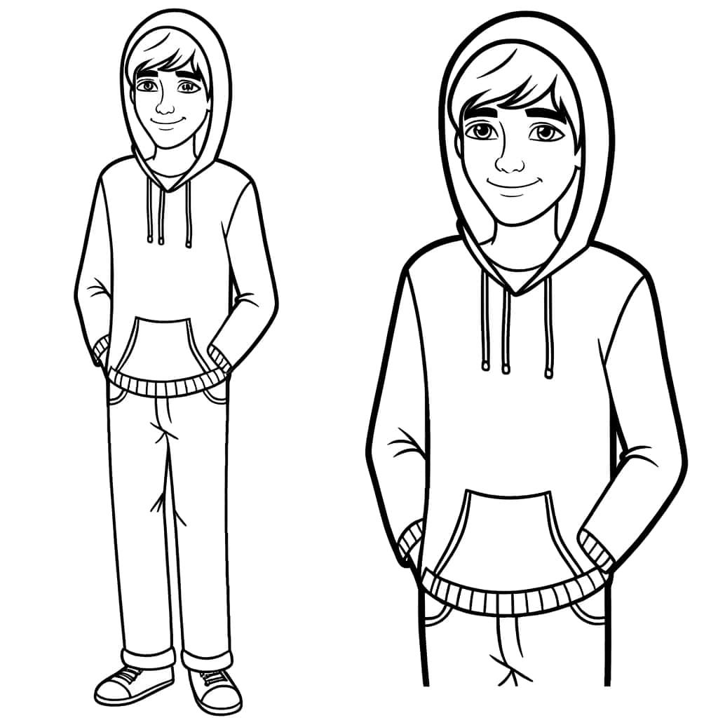 Coloriage Ado en hoodie à imprimer et colorier