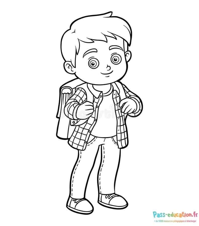 Coloriage Garçon à l'école à imprimer et colorier