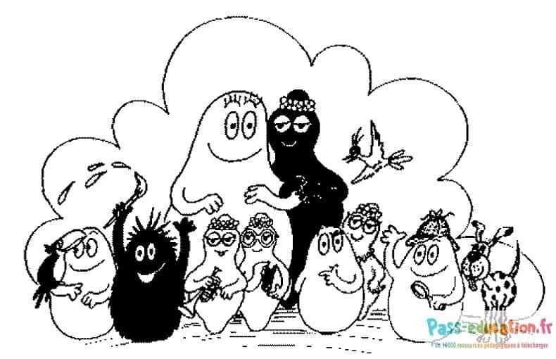 Coloriage Famille Barbapapa à imprimer et colorier