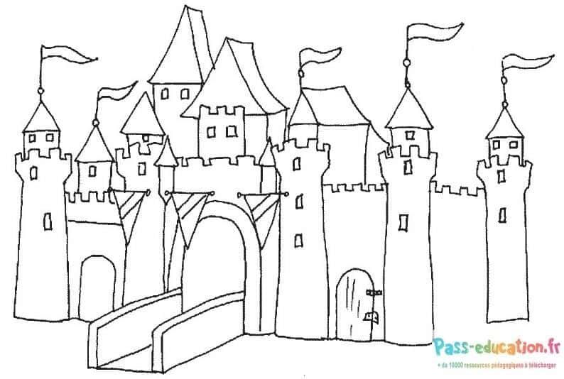 Coloriage Château fort à imprimer et colorier