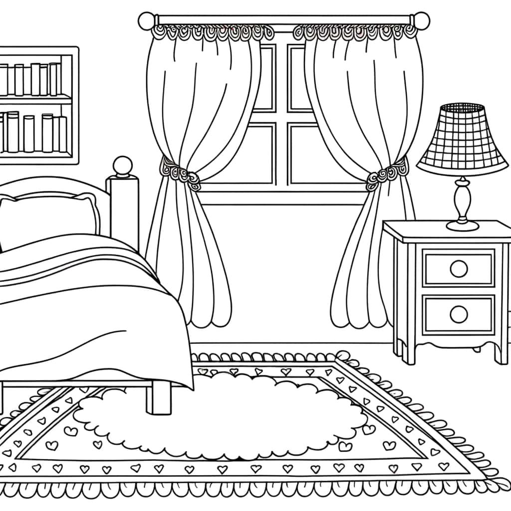 Coloriage Chambre à coucher à imprimer et colorier