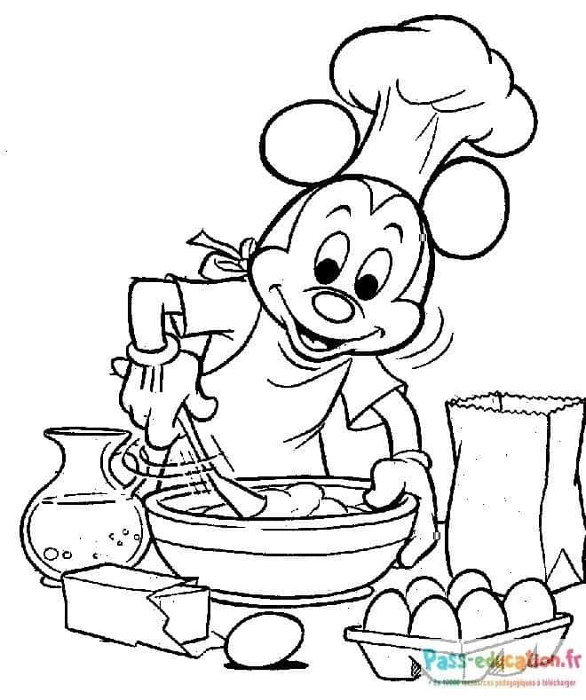 Coloriage Mickey Cuisinier à imprimer et colorier