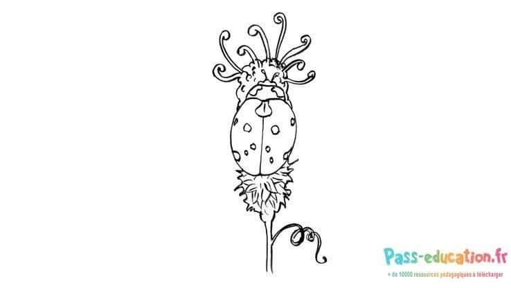 Coloriage Coccinelle stylisée à imprimer et colorier