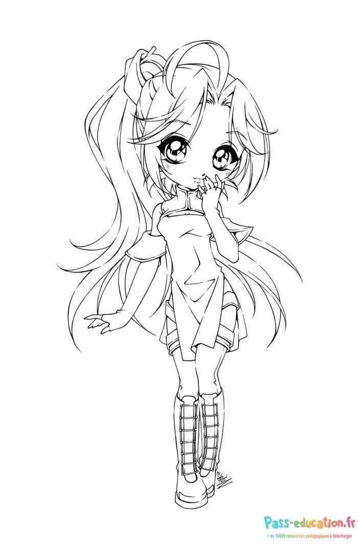 Coloriage Jeune fille manga à imprimer et colorier