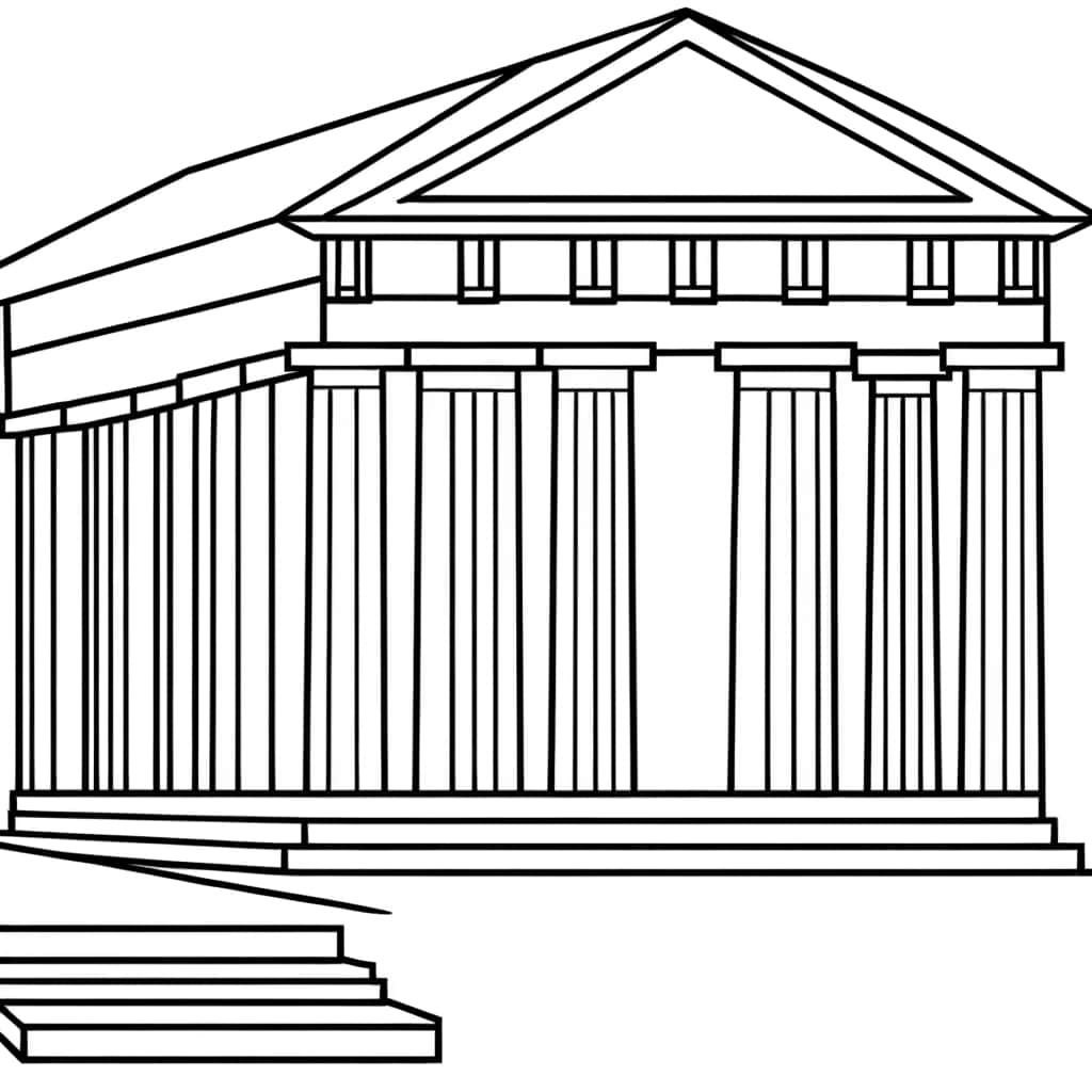 Coloriage Temple antique à imprimer et colorier