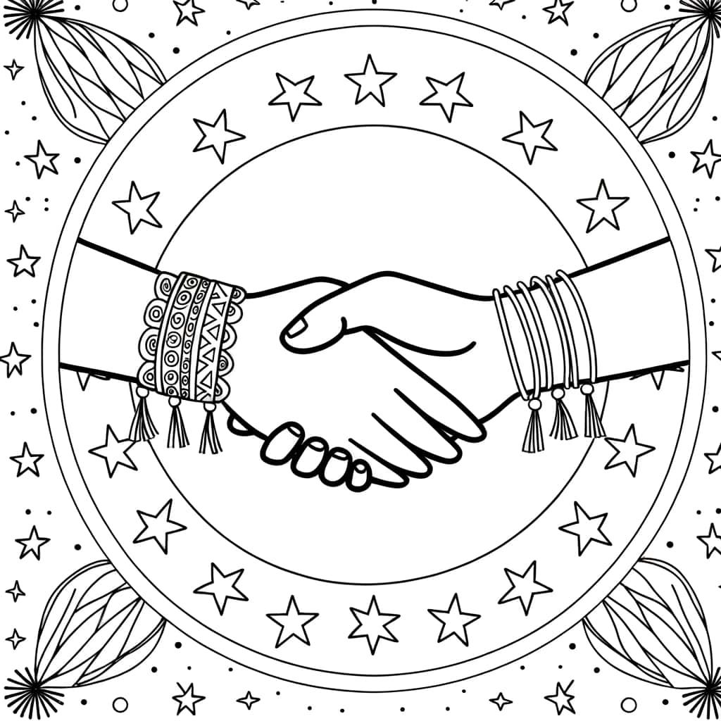 Coloriage Poignée de main étoilée à imprimer et colorier