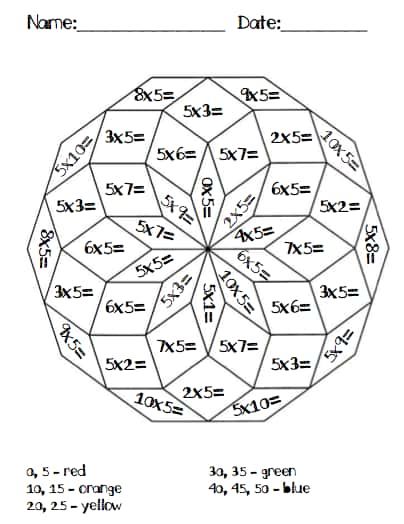 Coloriage Multiplication colorée à imprimer et colorier