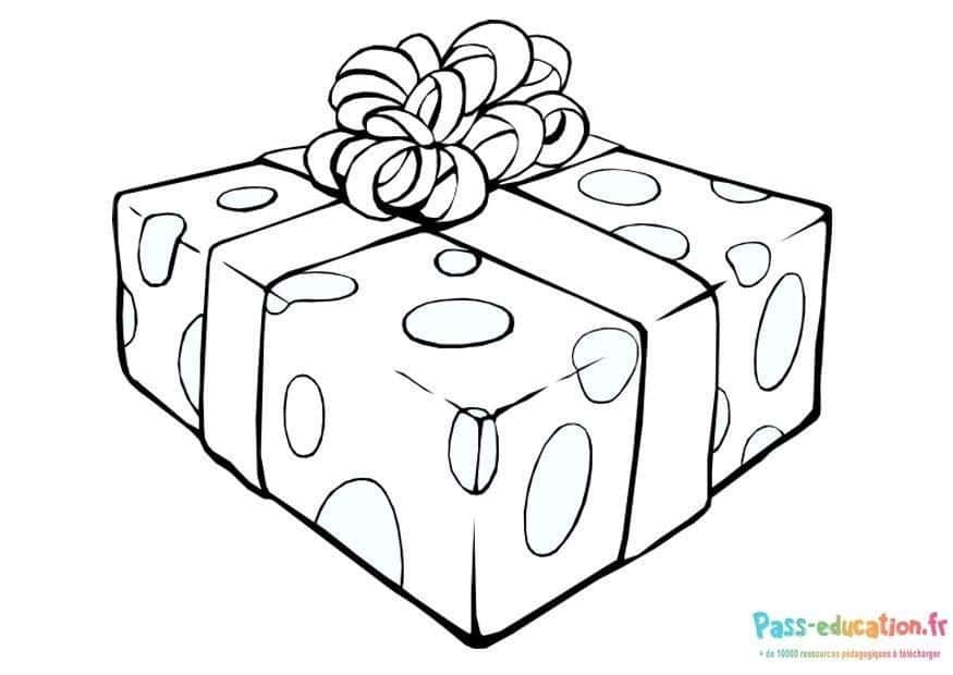 Coloriage Cadeau à pois à imprimer et colorier