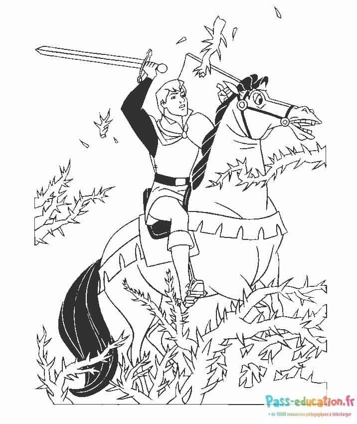 Coloriage Chevalier et destrier à imprimer et colorier