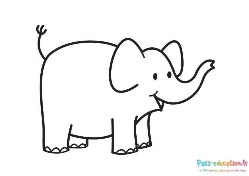 Coloriage Éléphant souriant à imprimer et colorier