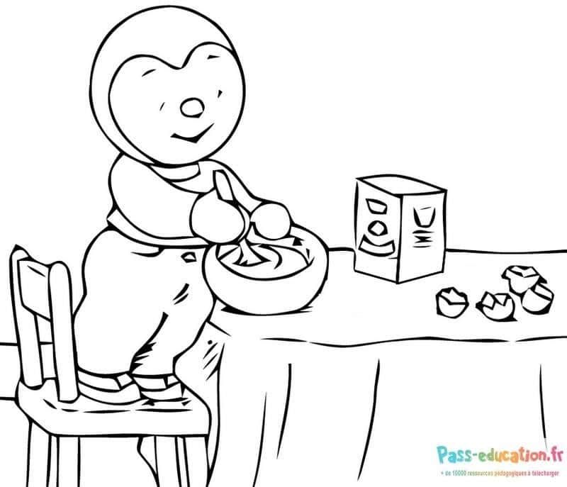 Coloriage Tchoupi mange à imprimer et colorier