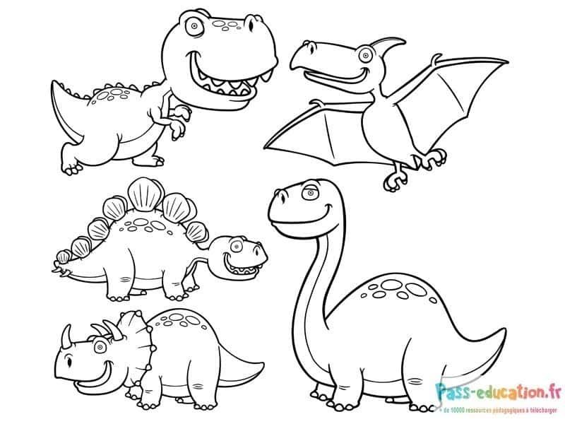 Coloriage Dinosaures amicaux à imprimer et colorier