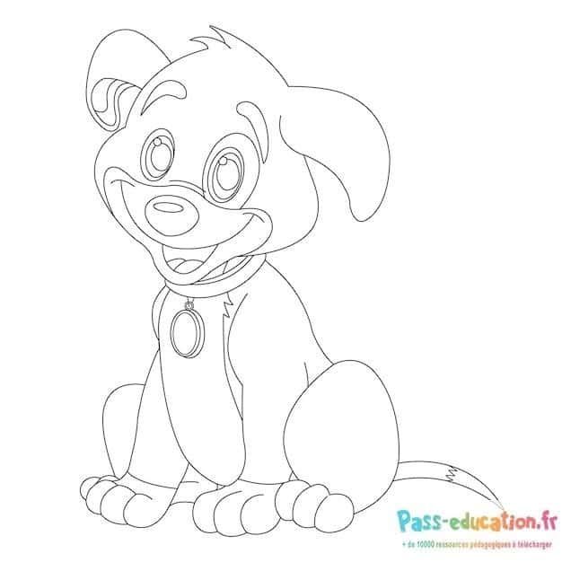Coloriage Chiot souriant à imprimer et colorier