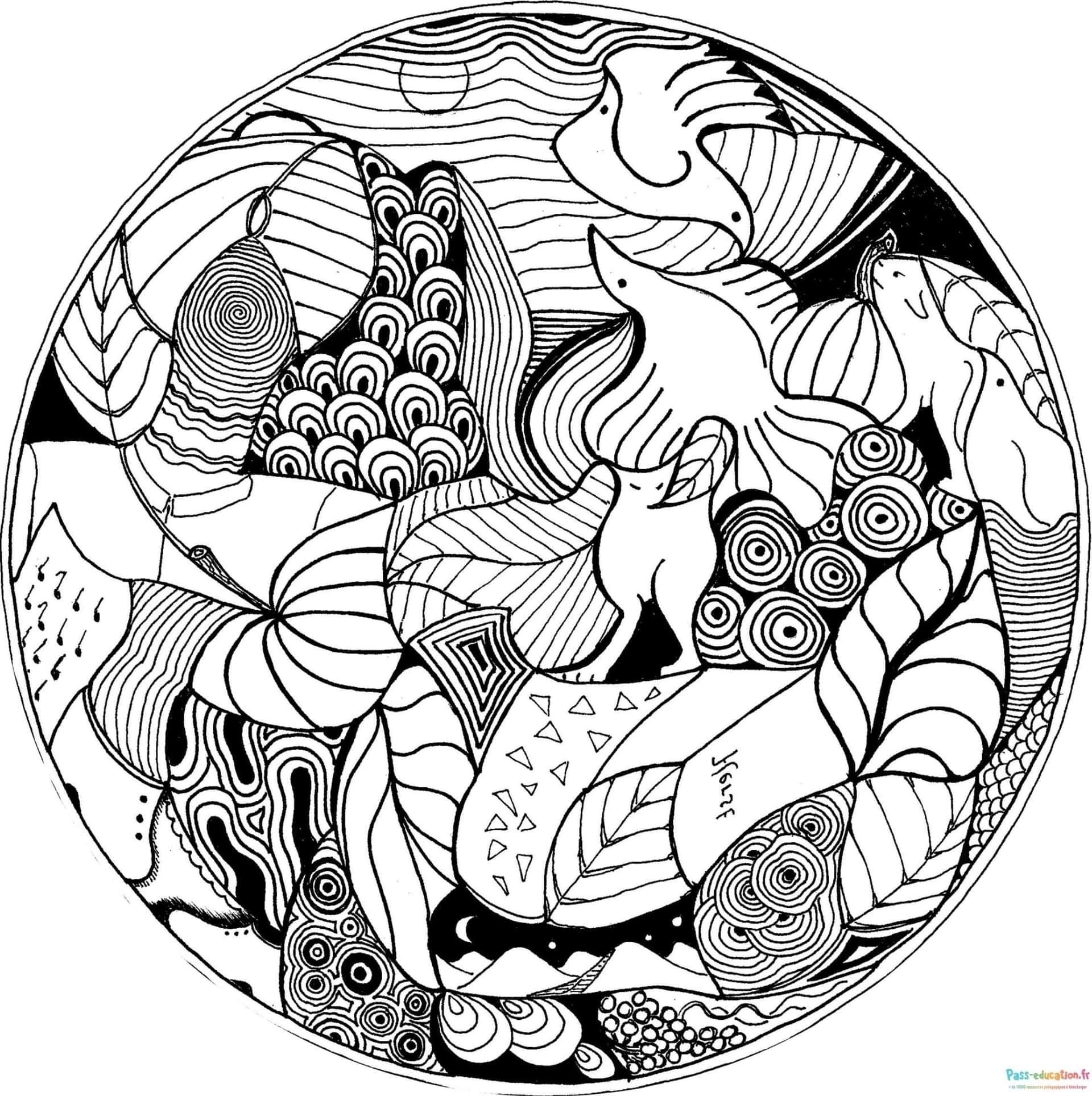 Coloriage Mandala animalier à imprimer et colorier