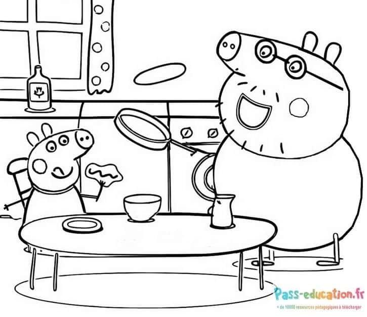 Coloriage Peppa Pig cuisine à imprimer et colorier
