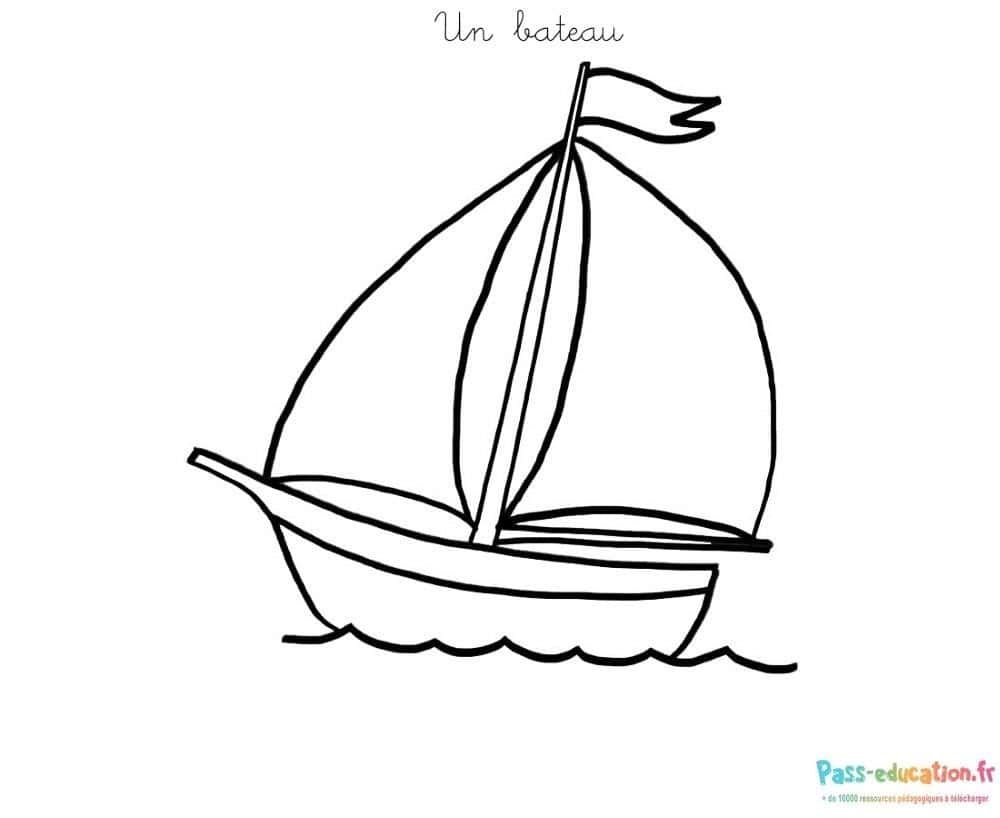 Coloriage Voilier en navigation à imprimer et colorier