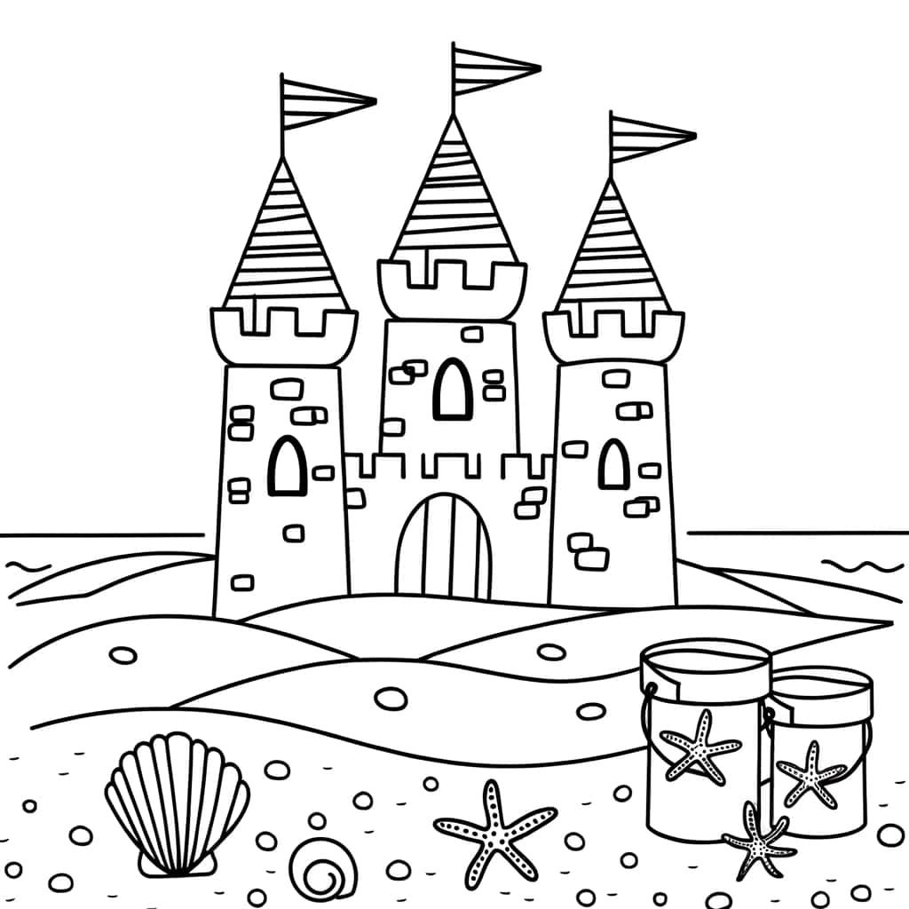 Coloriage Château de sable à imprimer et colorier