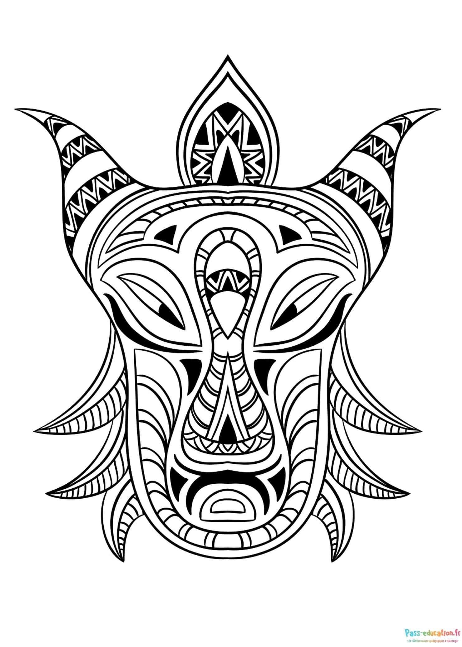 Coloriage Masque africain à imprimer et colorier