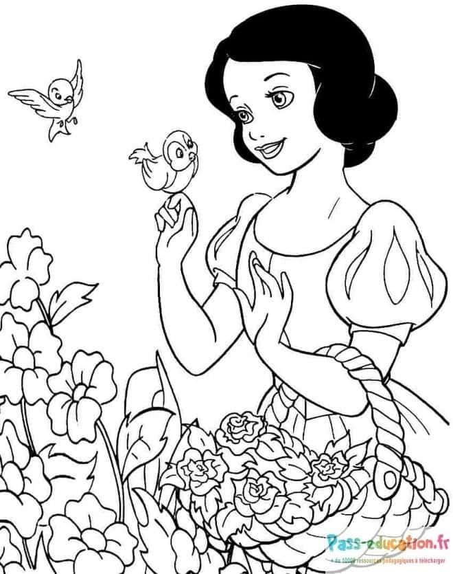 Coloriage Blanche Neige et amis à imprimer et colorier