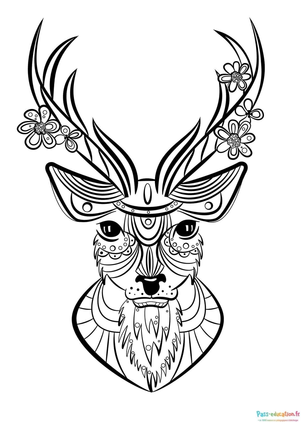 Coloriage Cerf mystique à imprimer et colorier