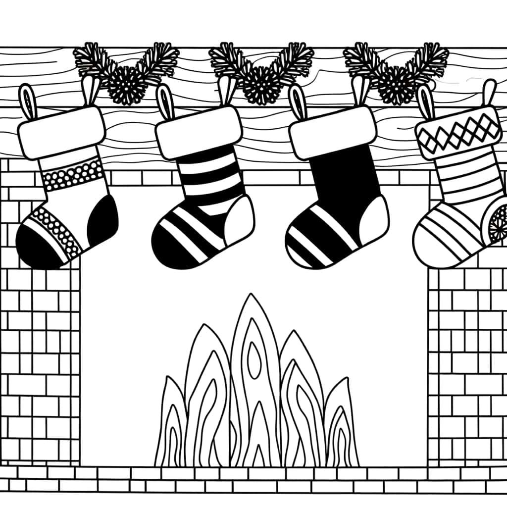 Coloriage Chaussettes de Noël à imprimer et colorier