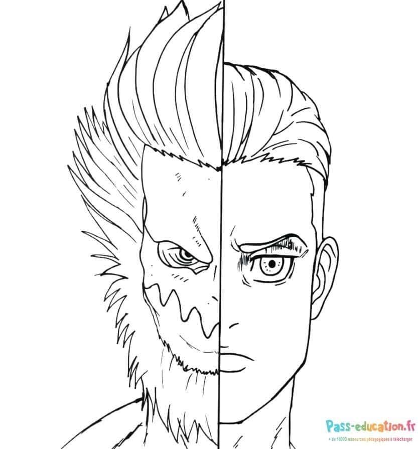 Coloriage Visage animé mi-homme mi-monstre à imprimer et colorier