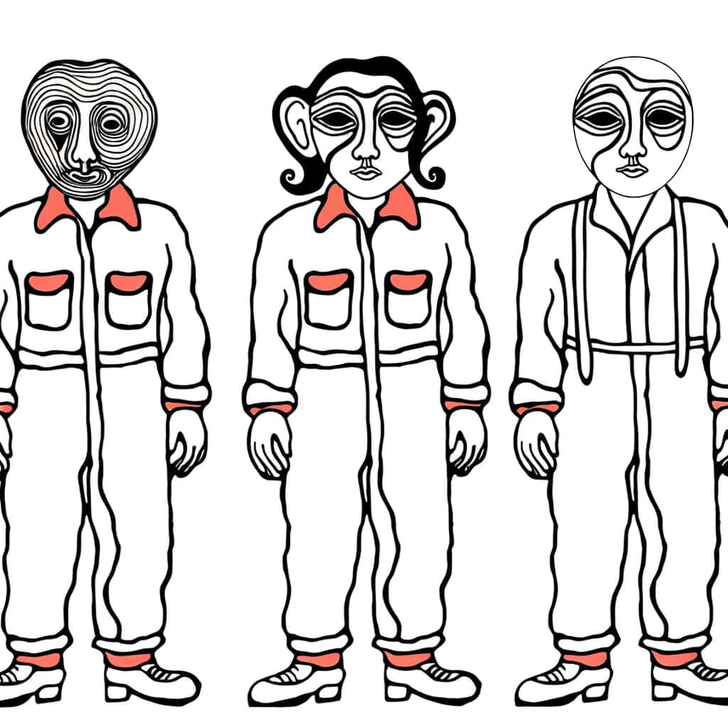 Coloriage Braqueurs en combinaison à imprimer et colorier