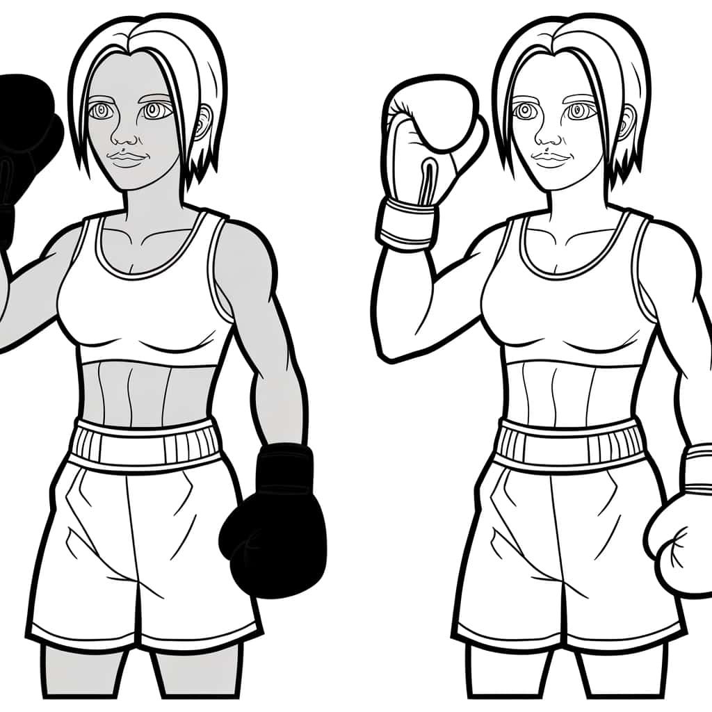 Coloriage Boxeuse dynamique à imprimer et colorier