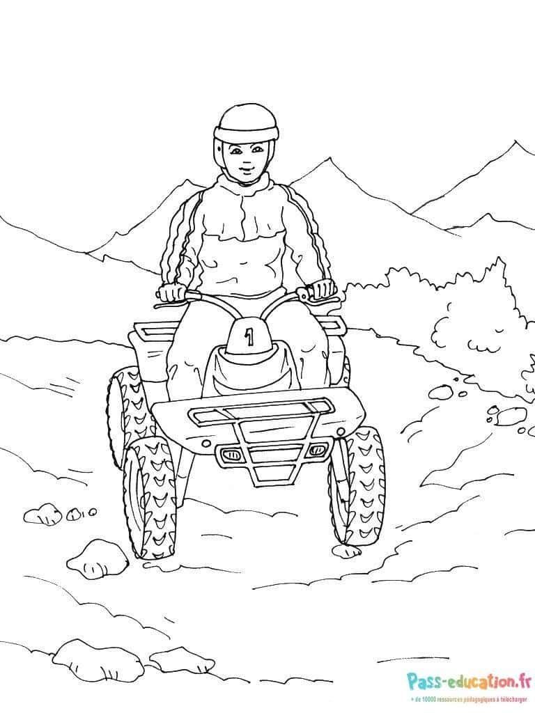 Coloriage Quad en montagne à imprimer et colorier