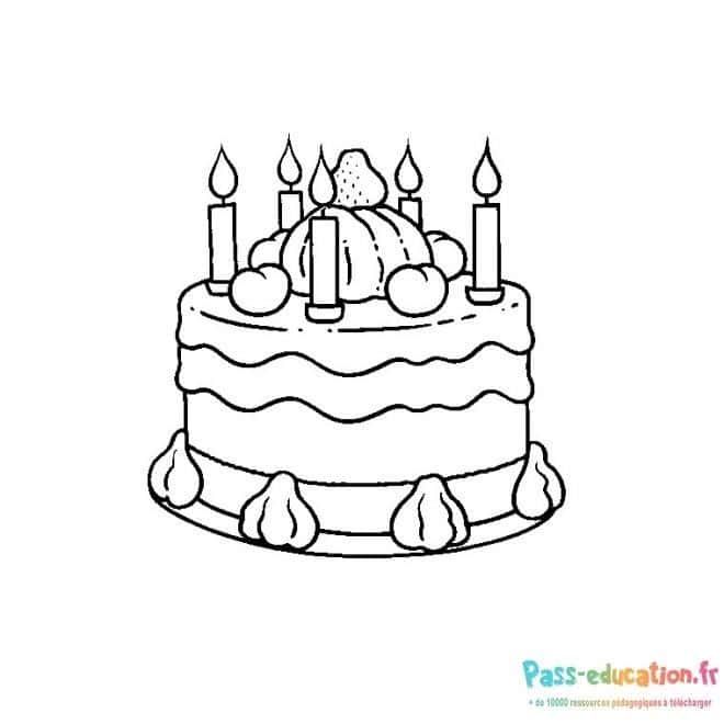 Coloriage Gâteau d'anniversaire à imprimer et colorier