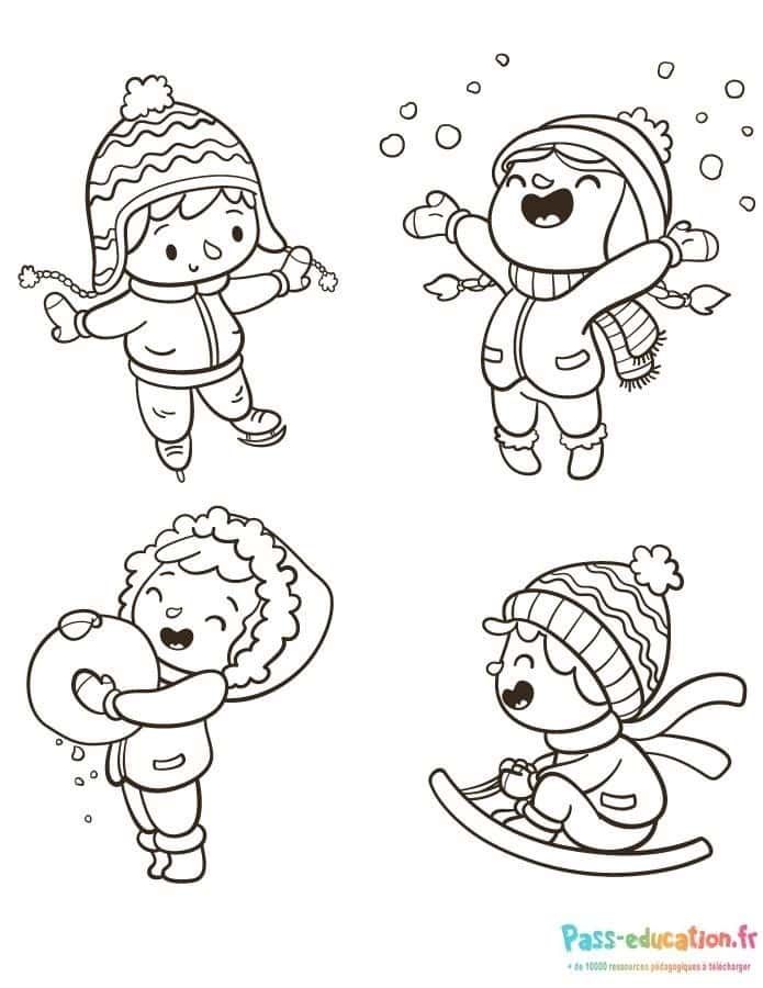 Coloriage Activités hivernales à imprimer et colorier