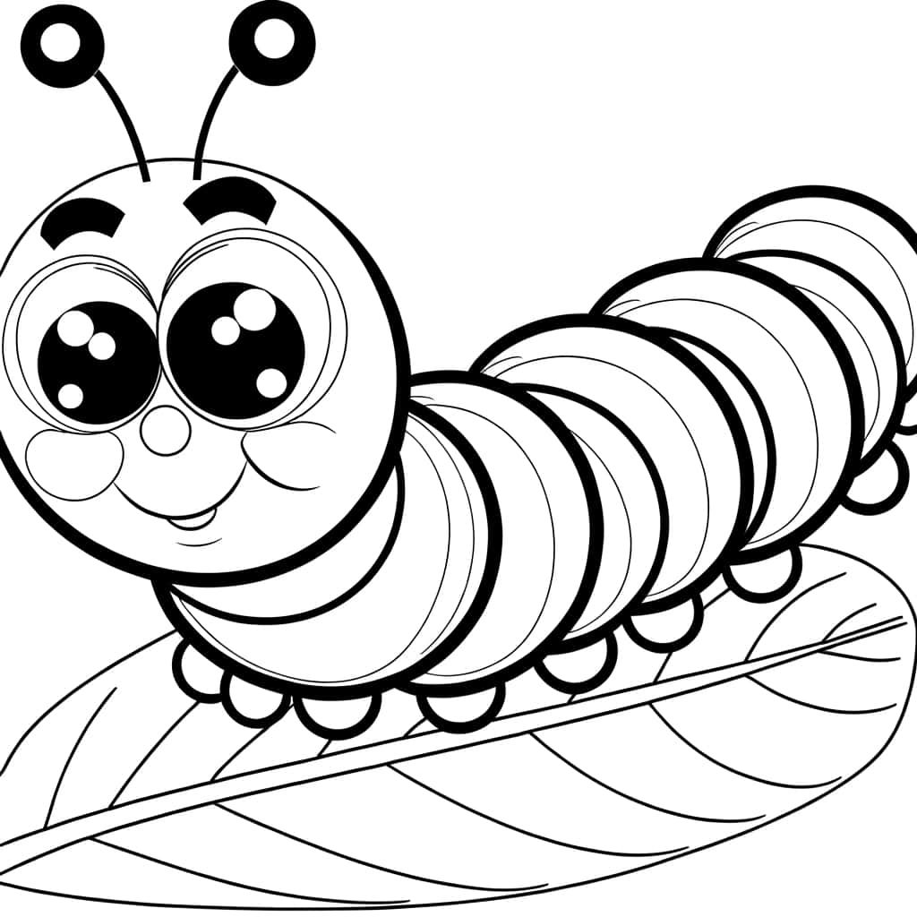 Coloriage Chenille souriante à imprimer et colorier