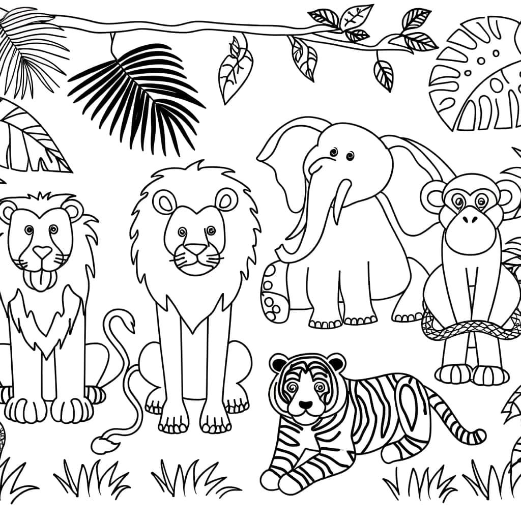 Coloriage Animaux Jungle à imprimer et colorier