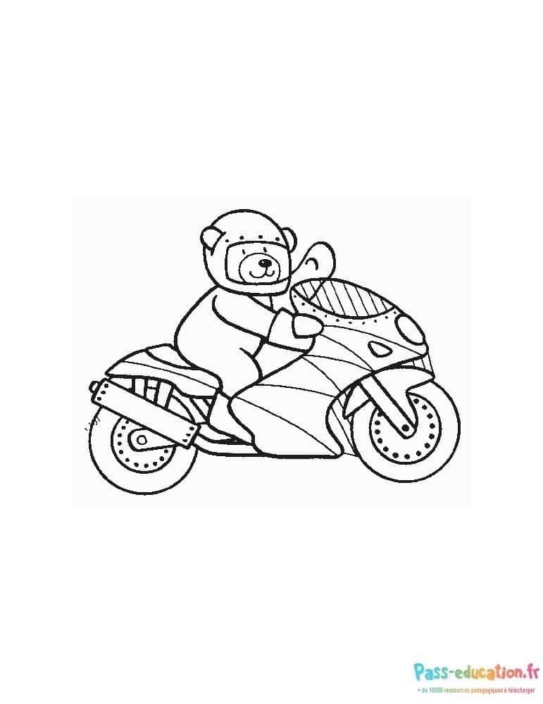 Coloriage Ours motard à imprimer et colorier