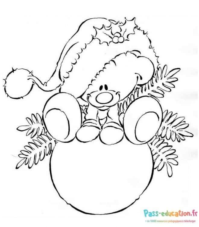 Coloriage Ours Noël à imprimer et colorier