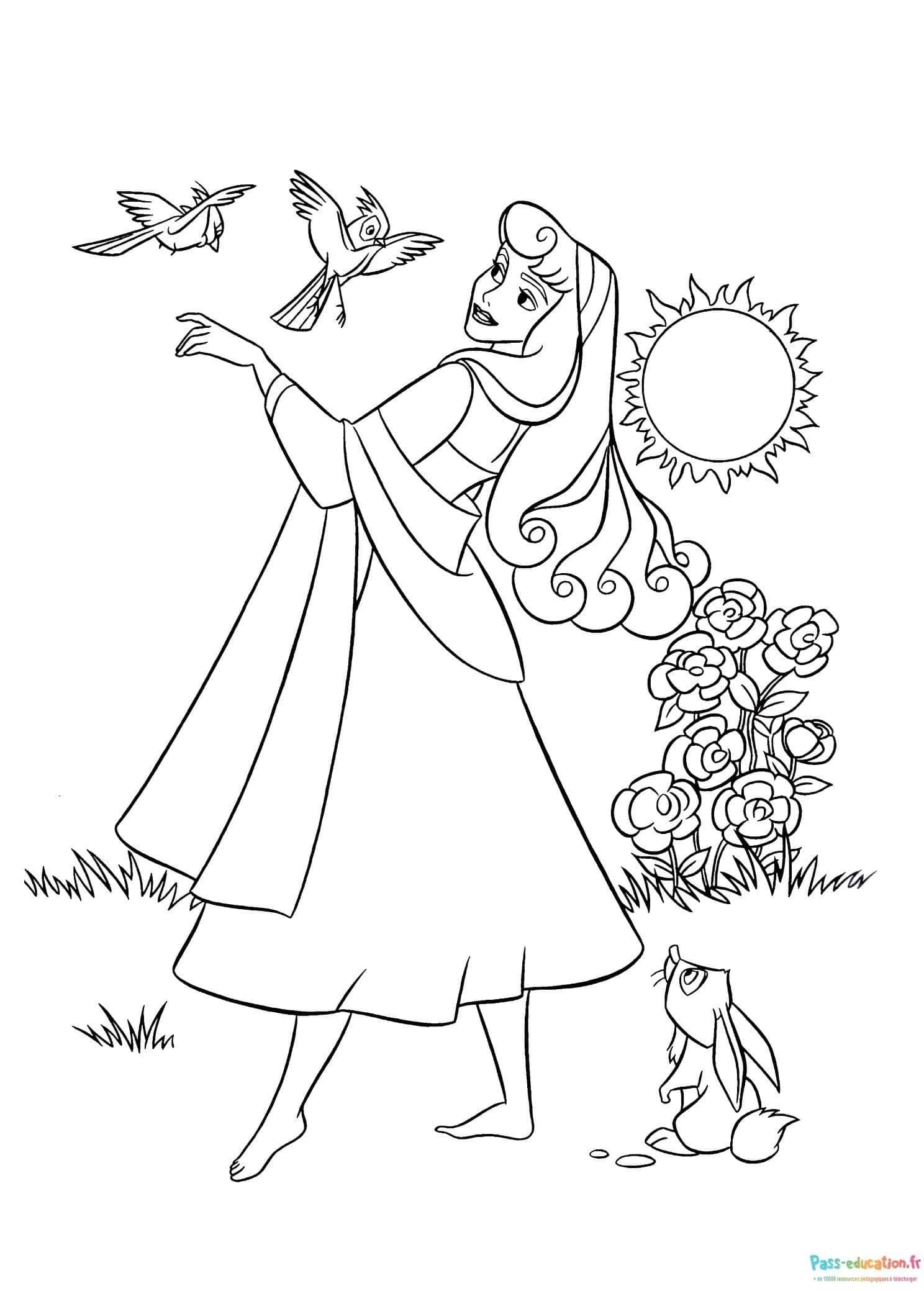 Coloriage Princesse et animaux à imprimer et colorier