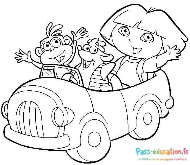 Coloriage Aventure en voiture à imprimer et colorier