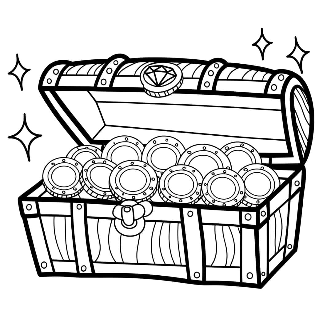 Coloriage Coffre au trésor à imprimer et colorier