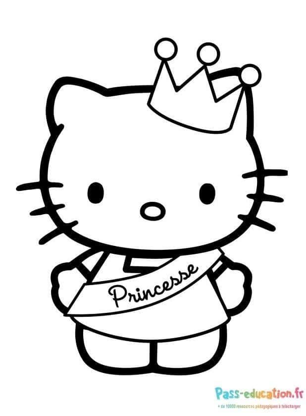Coloriage Hello Kitty princesse à imprimer et colorier